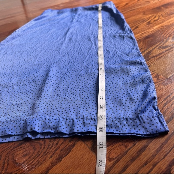 Zara Midi Skirt Womens Size Small Satin Side Slit Spotted Polka Dot Royal Blue - Picture 5 of 12
